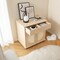 Cat Litter Box Enclosure with Scratching Doors Drawer Storage Natural